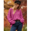 image:imageANRABESS Womens Oversized Scoop V Neck Batwing Sleeve Sweater  Off Shoulder Long Sleeve Pullover SweaterLoose Slouchy FitChunky Knit Soft Warm Fall OutfitsWinter ClothingRose