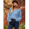 image:imageANRABESS Womens Oversized Scoop V Neck Batwing Sleeve Sweater  Off Shoulder Long Sleeve Pullover SweaterLoose Slouchy FitChunky Knit Soft Warm Fall OutfitsWinter ClothingBlue