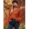 image:imageANRABESS Womens Oversized Scoop V Neck Batwing Sleeve Sweater  Off Shoulder Long Sleeve Pullover SweaterLoose Slouchy FitChunky Knit Soft Warm Fall OutfitsWinter ClothingBrick