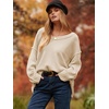 image:imageANRABESS Womens Oversized Scoop V Neck Batwing Sleeve Sweater  Off Shoulder Long Sleeve Pullover SweaterLoose Slouchy FitChunky Knit Soft Warm Fall OutfitsWinter ClothingBeige