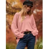 image:imageANRABESS Womens Oversized Scoop V Neck Batwing Sleeve Sweater  Off Shoulder Long Sleeve Pullover SweaterLoose Slouchy FitChunky Knit Soft Warm Fall OutfitsWinter ClothingPink