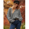 image:imageANRABESS Womens Oversized Scoop V Neck Batwing Sleeve Sweater  Off Shoulder Long Sleeve Pullover SweaterLoose Slouchy FitChunky Knit Soft Warm Fall OutfitsWinter ClothingDark Gray