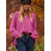 image:imageANRABESS Womens Oversized Scoop V Neck Batwing Sleeve Sweater  Off Shoulder Long Sleeve Pullover SweaterLoose Slouchy FitChunky Knit Soft Warm Fall OutfitsWinter ClothingRose
