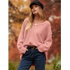 image:imageANRABESS Womens Oversized Scoop V Neck Batwing Sleeve Sweater  Off Shoulder Long Sleeve Pullover SweaterLoose Slouchy FitChunky Knit Soft Warm Fall OutfitsWinter ClothingPink