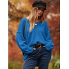 image:imageANRABESS Womens Oversized Scoop V Neck Batwing Sleeve Sweater  Off Shoulder Long Sleeve Pullover SweaterLoose Slouchy FitChunky Knit Soft Warm Fall OutfitsWinter ClothingAzure