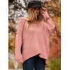 image:imageANRABESS Womens Oversized Scoop V Neck Batwing Sleeve Sweater  Off Shoulder Long Sleeve Pullover SweaterLoose Slouchy FitChunky Knit Soft Warm Fall OutfitsWinter ClothingPink
