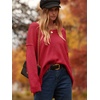 image:imageANRABESS Womens Oversized Scoop V Neck Batwing Sleeve Sweater  Off Shoulder Long Sleeve Pullover SweaterLoose Slouchy FitChunky Knit Soft Warm Fall OutfitsWinter ClothingRed
