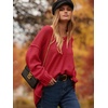 image:imageANRABESS Womens Oversized Scoop V Neck Batwing Sleeve Sweater  Off Shoulder Long Sleeve Pullover SweaterLoose Slouchy FitChunky Knit Soft Warm Fall OutfitsWinter ClothingRed