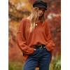 image:imageANRABESS Womens Oversized Scoop V Neck Batwing Sleeve Sweater  Off Shoulder Long Sleeve Pullover SweaterLoose Slouchy FitChunky Knit Soft Warm Fall OutfitsWinter ClothingBrick