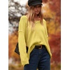 image:imageANRABESS Womens Oversized Scoop V Neck Batwing Sleeve Sweater  Off Shoulder Long Sleeve Pullover SweaterLoose Slouchy FitChunky Knit Soft Warm Fall OutfitsWinter ClothingYellow