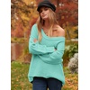 image:imageANRABESS Womens Oversized Scoop V Neck Batwing Sleeve Sweater  Off Shoulder Long Sleeve Pullover SweaterLoose Slouchy FitChunky Knit Soft Warm Fall OutfitsWinter ClothingLight Blue