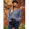 image:imageANRABESS Womens Oversized Scoop V Neck Batwing Sleeve Sweater  Off Shoulder Long Sleeve Pullover SweaterLoose Slouchy FitChunky Knit Soft Warm Fall OutfitsWinter ClothingGray