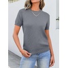 image:imageANRABESS Womens Short Sleeve Sweaters Wool Blend  Business Casual Work Tops Crew Neck Comfy Lightweight Knit Pullover Classic Sweater Shirts Spring Summer Fall OutfitsDeep Grey