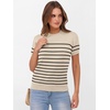 image:imageANRABESS Womens Short Sleeve Sweaters Wool Blend  Business Casual Work Tops Crew Neck Comfy Lightweight Knit Pullover Classic Sweater Shirts Spring Summer Fall OutfitsBeige Black Stripe