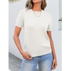 image:imageANRABESS Womens Short Sleeve Sweaters Wool Blend  Business Casual Work Tops Crew Neck Comfy Lightweight Knit Pullover Classic Sweater Shirts Spring Summer Fall OutfitsCream White