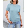 image:imageANRABESS Womens Short Sleeve Sweaters Wool Blend  Business Casual Work Tops Crew Neck Comfy Lightweight Knit Pullover Classic Sweater Shirts Spring Summer Fall OutfitsLight Blue