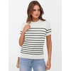 image:imageANRABESS Womens Short Sleeve Sweaters Wool Blend  Business Casual Work Tops Crew Neck Comfy Lightweight Knit Pullover Classic Sweater Shirts Spring Summer Fall OutfitsWhite Black Stripe