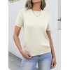 image:imageANRABESS Womens Short Sleeve Sweaters Wool Blend  Business Casual Work Tops Crew Neck Comfy Lightweight Knit Pullover Classic Sweater Shirts Spring Summer Fall OutfitsOffwhite