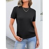 image:imageANRABESS Womens Short Sleeve Sweaters Wool Blend  Business Casual Work Tops Crew Neck Comfy Lightweight Knit Pullover Classic Sweater Shirts Spring Summer Fall OutfitsBlack