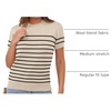 image:imageANRABESS Womens Short Sleeve Sweaters Wool Blend  Business Casual Work Tops Crew Neck Comfy Lightweight Knit Pullover Classic Sweater Shirts Spring Summer Fall OutfitsBeige Black Stripe