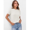 image:imageANRABESS Womens Short Sleeve Sweaters Wool Blend  Business Casual Work Tops Crew Neck Comfy Lightweight Knit Pullover Classic Sweater Shirts Spring Summer Fall OutfitsCream White