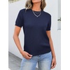 image:imageANRABESS Womens Short Sleeve Sweaters Wool Blend  Business Casual Work Tops Crew Neck Comfy Lightweight Knit Pullover Classic Sweater Shirts Spring Summer Fall OutfitsNavy Blue