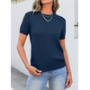 image:imageANRABESS Womens Short Sleeve Sweaters Wool Blend  Business Casual Work Tops Crew Neck Comfy Lightweight Knit Pullover Classic Sweater Shirts Spring Summer Fall OutfitsDeep Blue