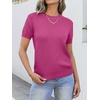 image:imageANRABESS Womens Short Sleeve Sweaters Wool Blend  Business Casual Work Tops Crew Neck Comfy Lightweight Knit Pullover Classic Sweater Shirts Spring Summer Fall OutfitsHot Pink