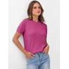 image:imageANRABESS Womens Short Sleeve Sweaters Wool Blend  Business Casual Work Tops Crew Neck Comfy Lightweight Knit Pullover Classic Sweater Shirts Spring Summer Fall OutfitsHot Pink
