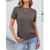 image:imageANRABESS Womens Short Sleeve Sweaters Wool Blend  Business Casual Work Tops Crew Neck Comfy Lightweight Knit Pullover Classic Sweater Shirts Spring Summer Fall OutfitsCoffee