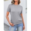 image:imageANRABESS Womens Short Sleeve Sweaters Wool Blend  Business Casual Work Tops Crew Neck Comfy Lightweight Knit Pullover Classic Sweater Shirts Spring Summer Fall OutfitsGrey