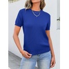 image:imageANRABESS Womens Short Sleeve Sweaters Wool Blend  Business Casual Work Tops Crew Neck Comfy Lightweight Knit Pullover Classic Sweater Shirts Spring Summer Fall OutfitsRoyal Blue