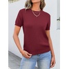 image:imageANRABESS Womens Short Sleeve Sweaters Wool Blend  Business Casual Work Tops Crew Neck Comfy Lightweight Knit Pullover Classic Sweater Shirts Spring Summer Fall OutfitsWine Red