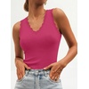 image:imageANRABESS Womens Summer V Neck Tank Tops Sleeveless SweatersHot PinkXL  Scalloped Knit Shirts Soft Wool Blend Slim Fit Cute Casual Going Out Outfits Work Beach Resort Wear Fall Layer Clothing