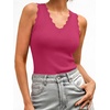 image:imageANRABESS Womens Summer V Neck Tank Tops Sleeveless SweatersHot PinkXL  Scalloped Knit Shirts Soft Wool Blend Slim Fit Cute Casual Going Out Outfits Work Beach Resort Wear Fall Layer Clothing