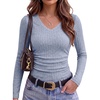 image:imageANRABESS Long Sleeve Shirts for Women Ribbed Sweater Top  Knitted Lightweight Slim Fitted V Neck TShirts Casual 2026 Fall Outfits Going Out Tops Winter Layer ClothingBlue