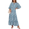 image:imageANRABESS Womens Boho Floral 34 Puff Sleeve Maxi Dress  Tiered Flowy Loose Fit Comfy Soft Rayon Fabric Wedding Guest Church Beach Modest Elegant Spring Summer Fall OutfitsWhite Blue Floral