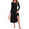 image:imageANRABESS Womens Long Sleeve Ribbed Knit Fall Midi Dresses  Crewneck Flared Swing Flowy A Line Sweater Dress Soft Comfy Fitted Stretchy Casual Winter Work Date Night Everyday WearBlack