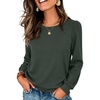 image:imageANRABESS Womens Long Sleeve Waffle Knit Shirts Fall Loose Fit Tunic Tops  Basics Casual Blouses Crew Neck Curved Hem Soft Comfy breathable Trendy Winter Outfits Layering PieceArmy Green