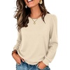 image:imageANRABESS Womens Long Sleeve Waffle Knit Shirts Fall Loose Fit Tunic Tops  Basics Casual Blouses Crew Neck Curved Hem Soft Comfy breathable Trendy Winter Outfits Layering PieceBeige