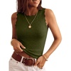 image:imageANRABESS Womens Summer Scalloped Sweater Tank Tops  Sleeveless Crew NeckSoft Wool Blend Comfy Lightweight Business Casual WorkGoing Out Travel VacationFall Spring LayersArmy Green