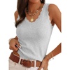image:imageANRABESS Womens Summer V Neck Tank Tops Sleeveless SweatersLight GreyXL  Scalloped Knit Shirts Soft Wool Blend Slim Fit Cute Casual Going Out Outfits Work Beach Resort Wear Fall Layer Clothing