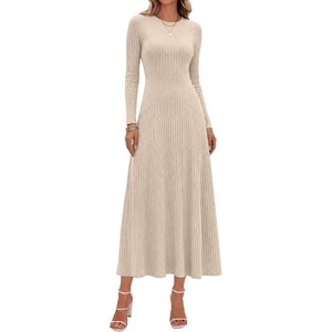 image:imageANRABESS Womens Long Sleeve Ribbed Knit Fall Casual Maxi Dress  Crewneck Swing Flowy A Line Bodycon Sweater DressesSoft Comfy Slim Fitted StretchyEveryday Date Nights WearWinter OutfitsBeige