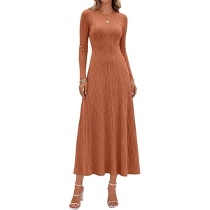 image:imageANRABESS Womens Long Sleeve Ribbed Knit Fall Casual Maxi Dress  Crewneck Swing Flowy A Line Bodycon Sweater DressesSoft Comfy Slim Fitted StretchyEveryday Date Nights WearWinter OutfitsCaramel