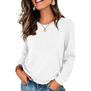 image:imageANRABESS Womens Long Sleeve Waffle Knit Shirts Fall Loose Fit Tunic Tops  Basics Casual Blouses Crew Neck Curved Hem Soft Comfy breathable Trendy Winter Outfits Layering PieceWhite