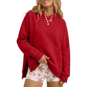 image:imageANRABESS Womens Oversized Hoodies Slit Side Sweatshirts  Long Sleeve Fleece PulloverComfy Hooded TunicFall Fashion OutfitsCasual for Workout Travel amp Everyday WearRed