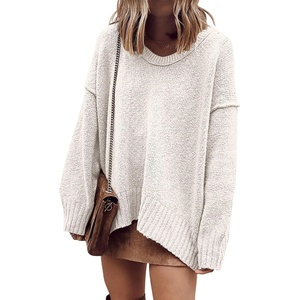 image:imageANRABESS Womens Oversized Scoop V Neck Batwing Sleeve Sweater  Off Shoulder Long Sleeve Pullover SweaterLoose Slouchy FitChunky Knit Soft Warm Fall OutfitsWinter ClothingWhite