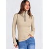 image:imageANRABESS Long Sleeve Shirts for Women Quarter Zip Ribbed Top  Slim Fitted Knit Turtleneck Tops Comfy Lightweight Basic Tees Casual Work amp Daily Going Out Fall Winter Layering TShirtBeige
