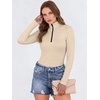 image:imageANRABESS Long Sleeve Shirts for Women Quarter Zip Ribbed Top  Slim Fitted Knit Turtleneck Tops Comfy Lightweight Basic Tees Casual Work amp Daily Going Out Fall Winter Layering TShirtBeige