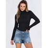 image:imageANRABESS Long Sleeve Shirts for Women Quarter Zip Ribbed Top  Slim Fitted Knit Turtleneck Tops Comfy Lightweight Basic Tees Casual Work amp Daily Going Out Fall Winter Layering TShirtBlack